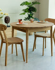 Table de salle à manger ronde à rallonge en bois de chêne MALMO | VESKOR