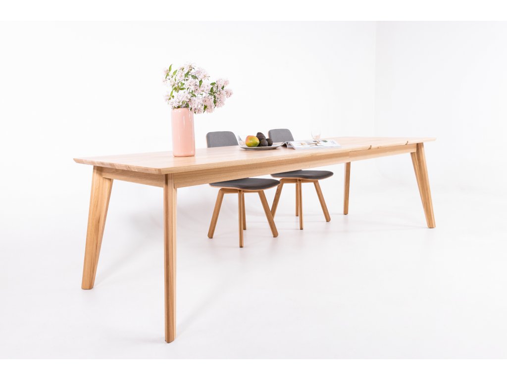 Table de salle à manger à rallonge en bois massif hêtre ou chêne KAMBIO 2 | KARPIS