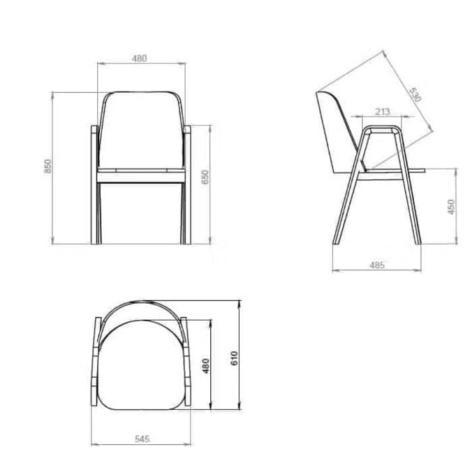 Lot de 2 ou 4 chaises de salle à manger Chill, structure en chêne massif, rembourrées | VESKOR